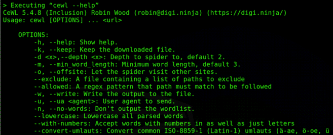 7 CeWL custom wordlist generator