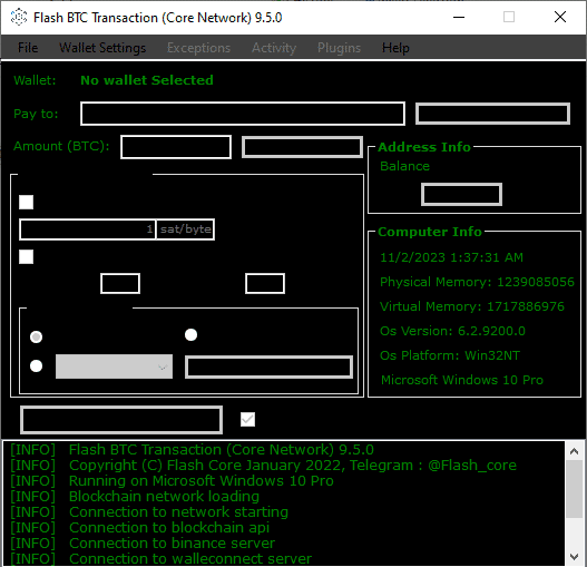 Flash BTC Transaction Core Network 950